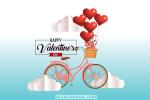 Vector tình yêu,  xe đạp chở trái tim lãng mạn cho lễ tình yêu Valentine