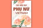 File PSD Photoshop thiệp hoa hồng chúc mừng ngày Phụ nữ Việt Nam