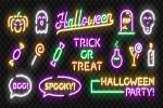 File vector chữ trang trí Halloween ánh sáng neon màu sắc