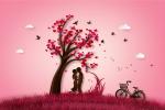 Chia sẻ file vector AI nền cây tình yêu màu hồng lãng mạn