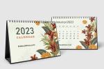 Miễn phí vector lịch để bàn 2023 họa tiết hoa lá