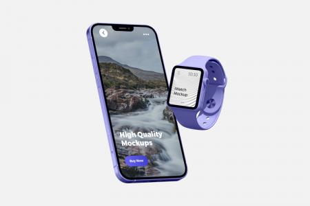 Chia sẻ PSD Mockup Iphone 13 với Smart Watch cực chất