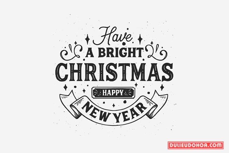 Vector giáng sinh - Typography Merry Christmas black