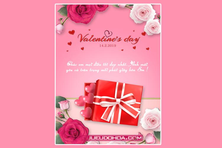PSD thiệp Valentine đẹp - Thiết kế thiệp tình yêu đẹp lãng mạn