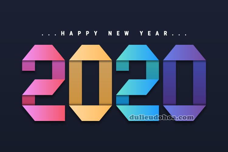 Vector Chúc Mừng Năm Mới 2020 Style Gấp Giấy Cực Đẹp