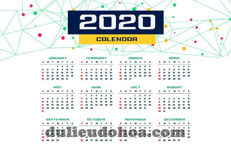 Lịch Năm 2020, Download Vector Lịch 2020 Miễn Phí
