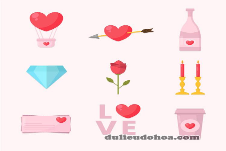 Download vector trang trí valentine đẹp, lãng mạn