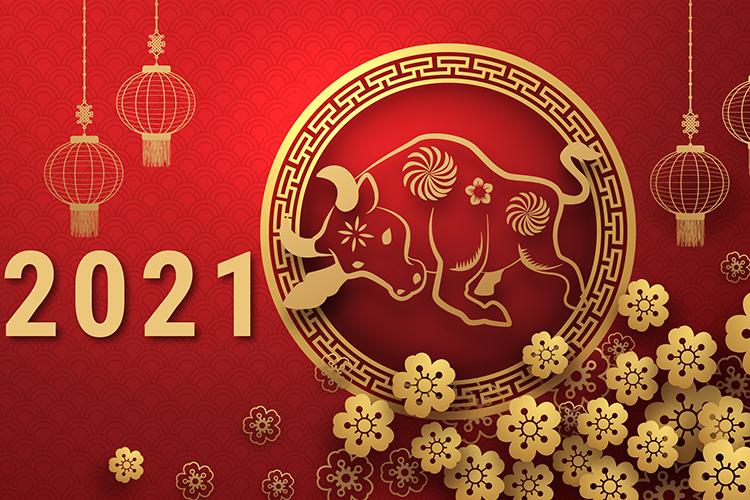 Vector background trâu vàng mừng năm mới Tân Sửu 2021