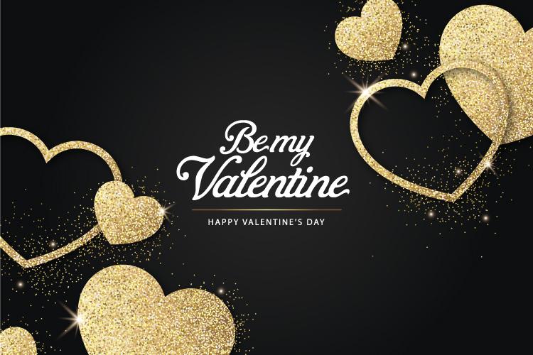 Share file vector background Valentine trái tim nhũ vàng lấp lánh