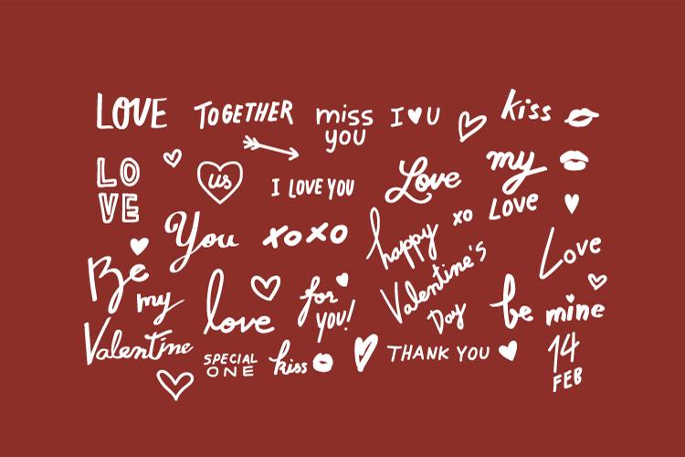 Free file vector AI chữ Valentine, chữ Love, tình yêu đẹp lãng mạn