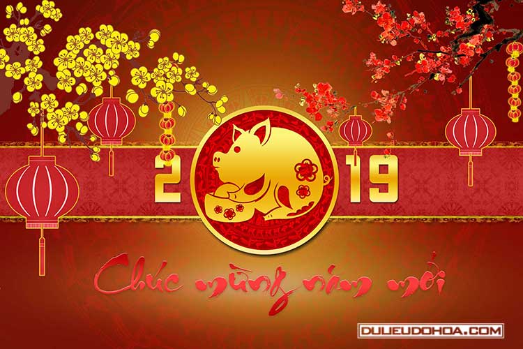 Tải miễn phí PSD mẫu phông nền chúc tết, năm mới 2019