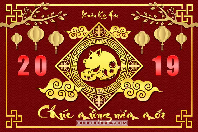 Free download PSD Banner, background chúc mừng năm mới 2019